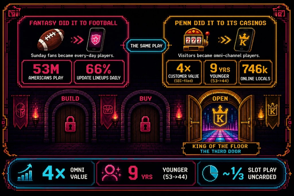 Fantasy sports and PENN proved the same play; Build and Buy locked, King of the Floor is the open third door